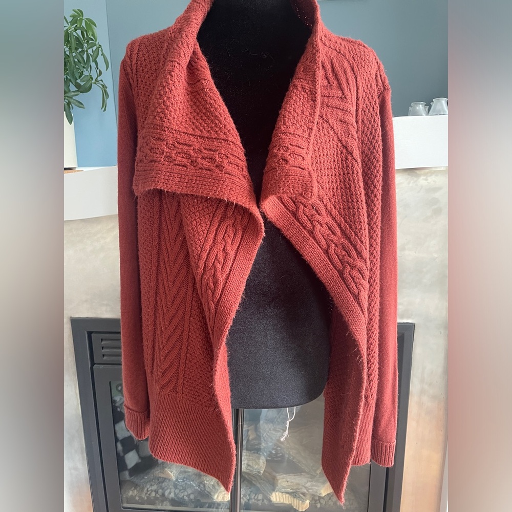 Women’s Knit Cardigan – Size M – Brick Red